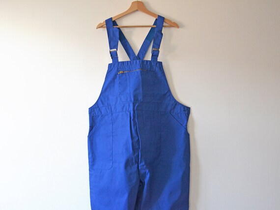 Vintage Blue Work Overalls French Chore Dungarees TERGAL Size L