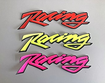 Vintage RACING patch, large emblem badge for motocross clothing and equipment