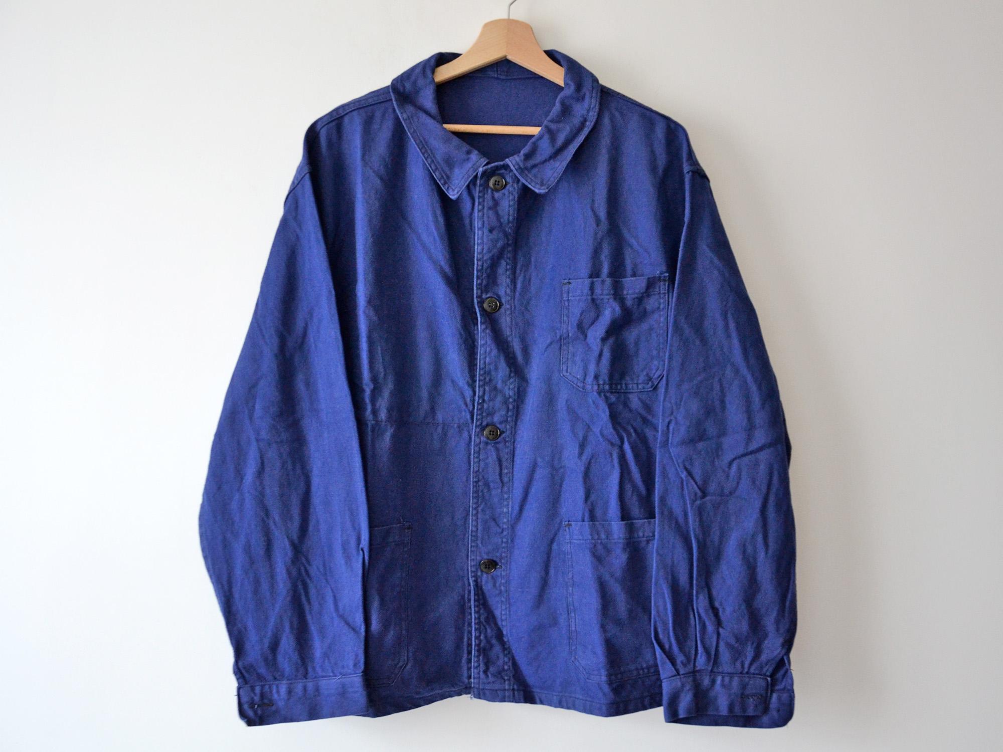 Vintage French Work Jacket , Indigo Blue Cotton, Size L - Etsy