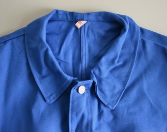 Veste de travail vintage avec logo, coton bleu Bugatti, vêtement