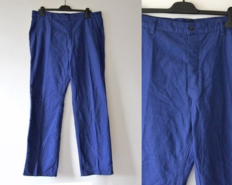 Pantalon de travail vintage LE PELERIN, vêtement de travail bleu indigo, taille XL