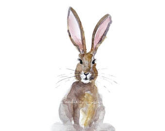Bunny Rabbit watercolor painting digital print