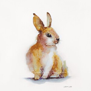 Beautifull Bunny Rabbit watercolor painting for print