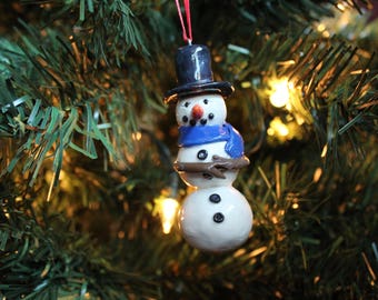 Handmade Snowman Ornament - Sculpey Christmas Ornament - Polymer Clay Snowman Ornament -Christmas Gift -Hand Sculpted Ornament -Clay Snowman