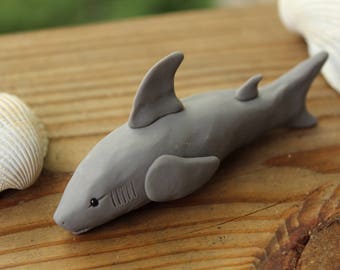 Shark Figurine -  Polymer Clay Shark Figurine - Polymer Clay Animal Figurines - Sea Animal - Fish Figurine - Handmade Shark - Clay Shark