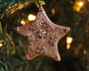 Polymer Clay Star Ornament - Handmade Star Ornament - Star Christmas Ornament - Handmade Christmas Ornament - Hand Sculpted Star Ornament