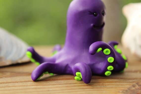 Polymer Clay Octopus Figurine Purple Octopus Sculpture Handmade Octopus Figurine Hand Sculpted Octopus Decoration Polymer Clay Figures