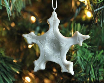 Hand Sculpted Snowflake Ornament - Handmade Snowflake Ornament - Polymer Clay Christmas Ornament  - Christmas Gift -Small Snowflake Ornament