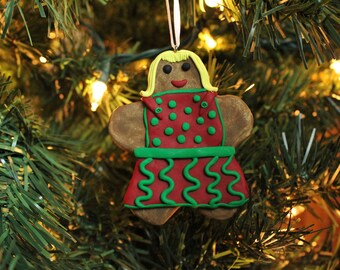 Gingerbread Woman Ornament - Polymer Clay Gingerbread Ornament -Christmas Ornament -Christmas Gift -Hand Sculpted Gingerbread Woman Ornament