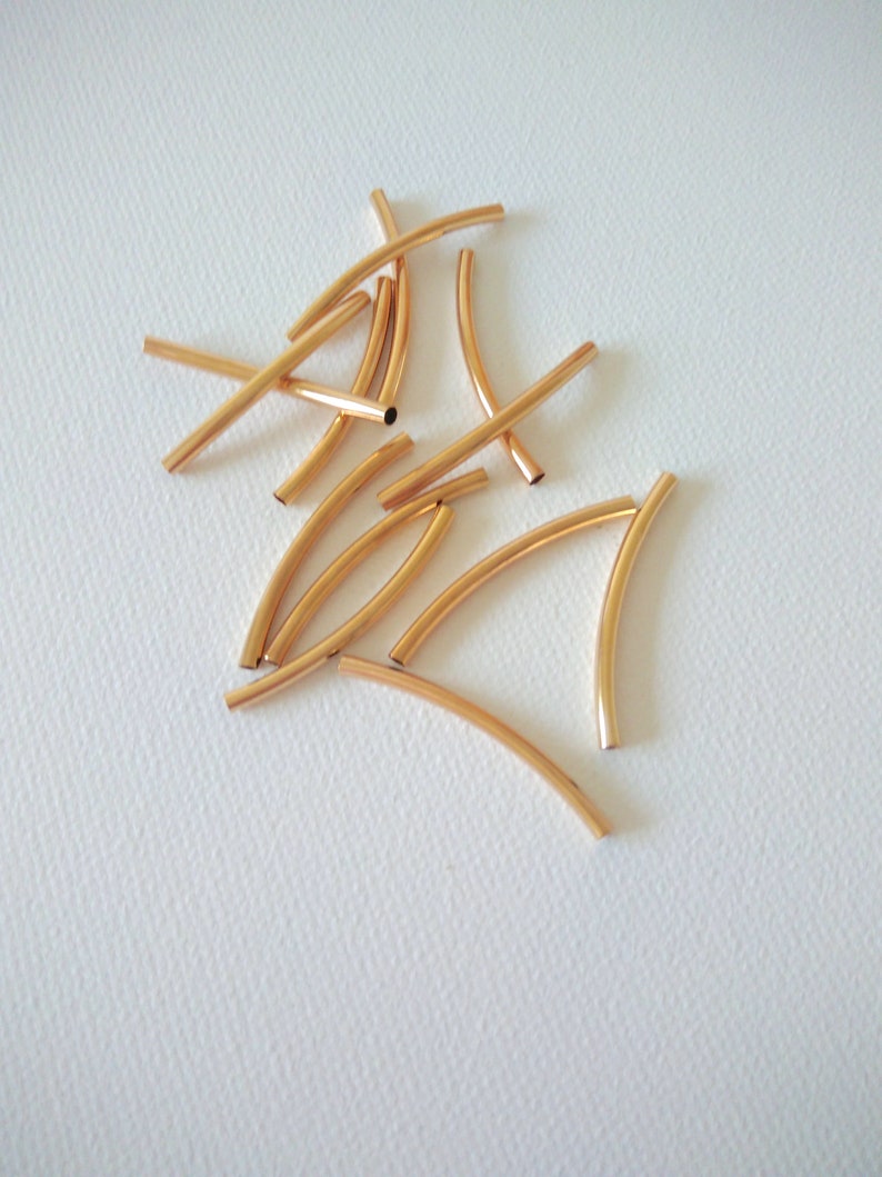 Curved tube 40 x3 mm tubing metal beadsgold plated Etsy