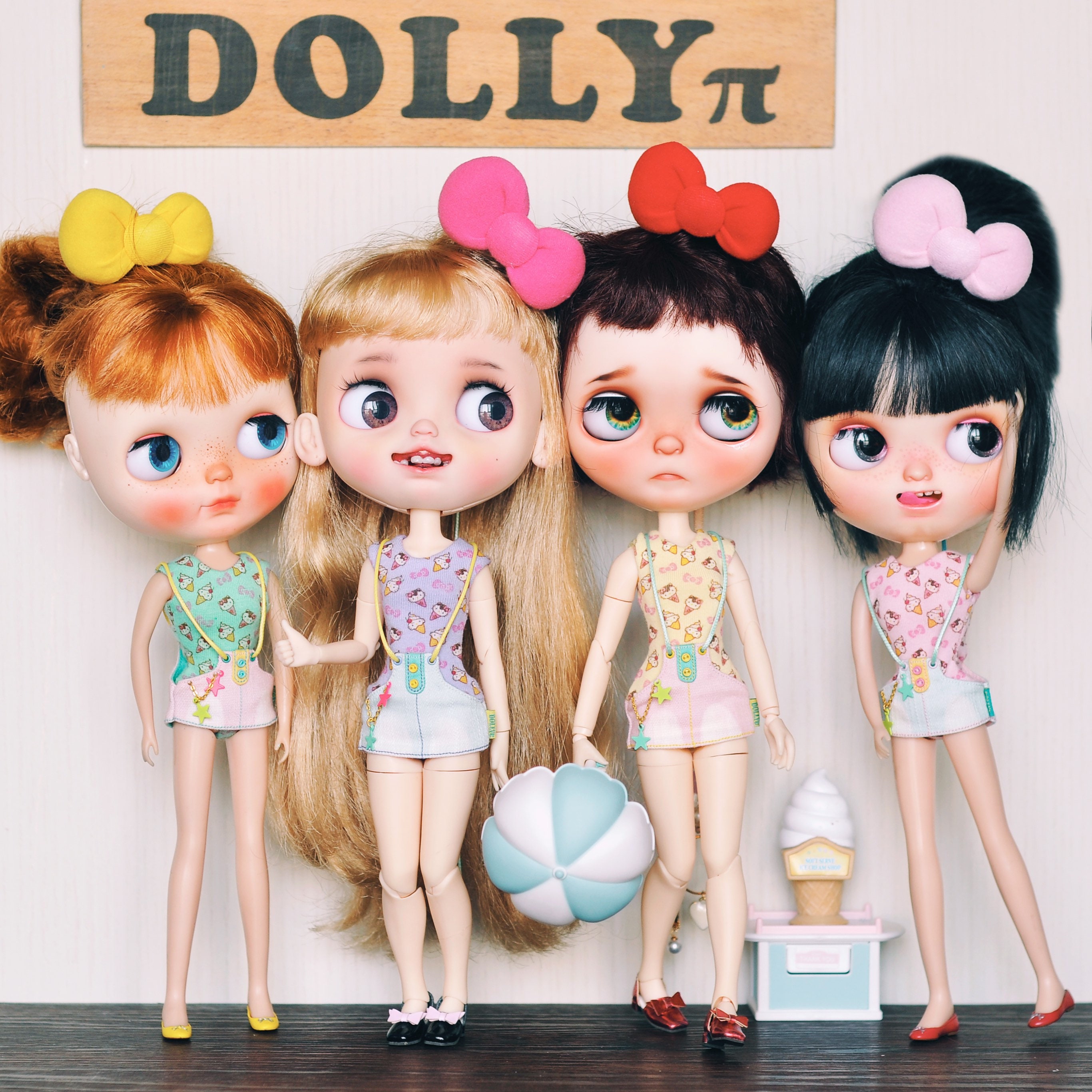 Lovely Pink Kitty Design Long Skirt and Hairpin for 1//6 Blythe Doll Dress Up