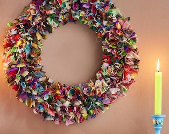 Recycled Fabric Christmas Wreath