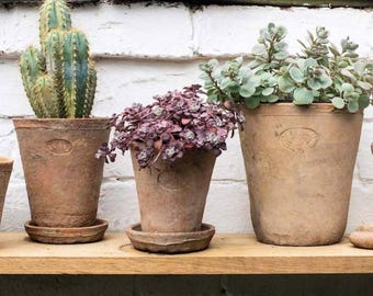 Aged Terracotta Plant Pots Set of Three