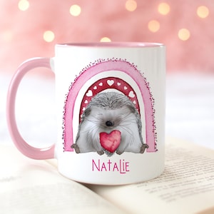 Hedgehog Mug, Personalised Hedgehog Mug and Coaster Set, Birthday gift,