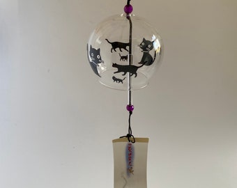 Japanese Edo Glass Wind Chime Traditional Temple Blessing, Culture Manga Glass Furin Wind Bell Chime Windbell Gifts, Feng Shui, Door Decor