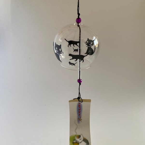 Japanese Edo Glass Wind Chime Traditional Temple Blessing, Culture Manga Glass Furin Wind Bell Chime Windbell Gifts, Feng Shui, Door Decor