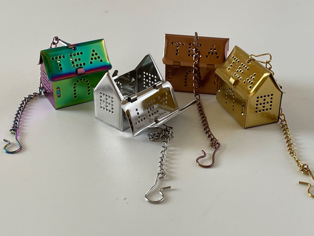 Cute Gold, Silver, Bronze, Colourful Tea Strainer House Shape Loose Tea Infusers, Stainless