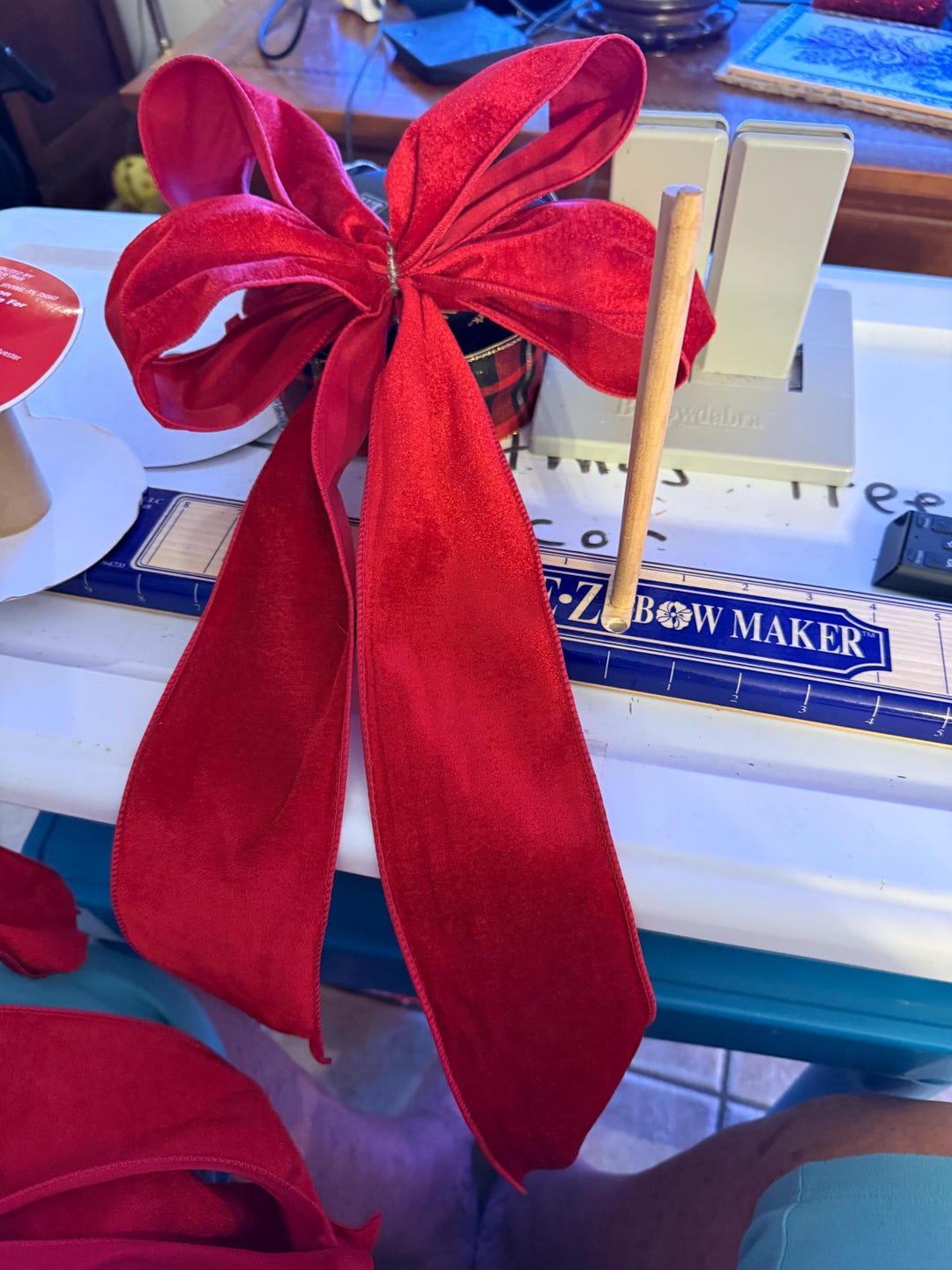 Velvet Attachment Rey Red Velvet Christmas Bow, Holiday Tree Topper, Wreath Attachment - Etsy