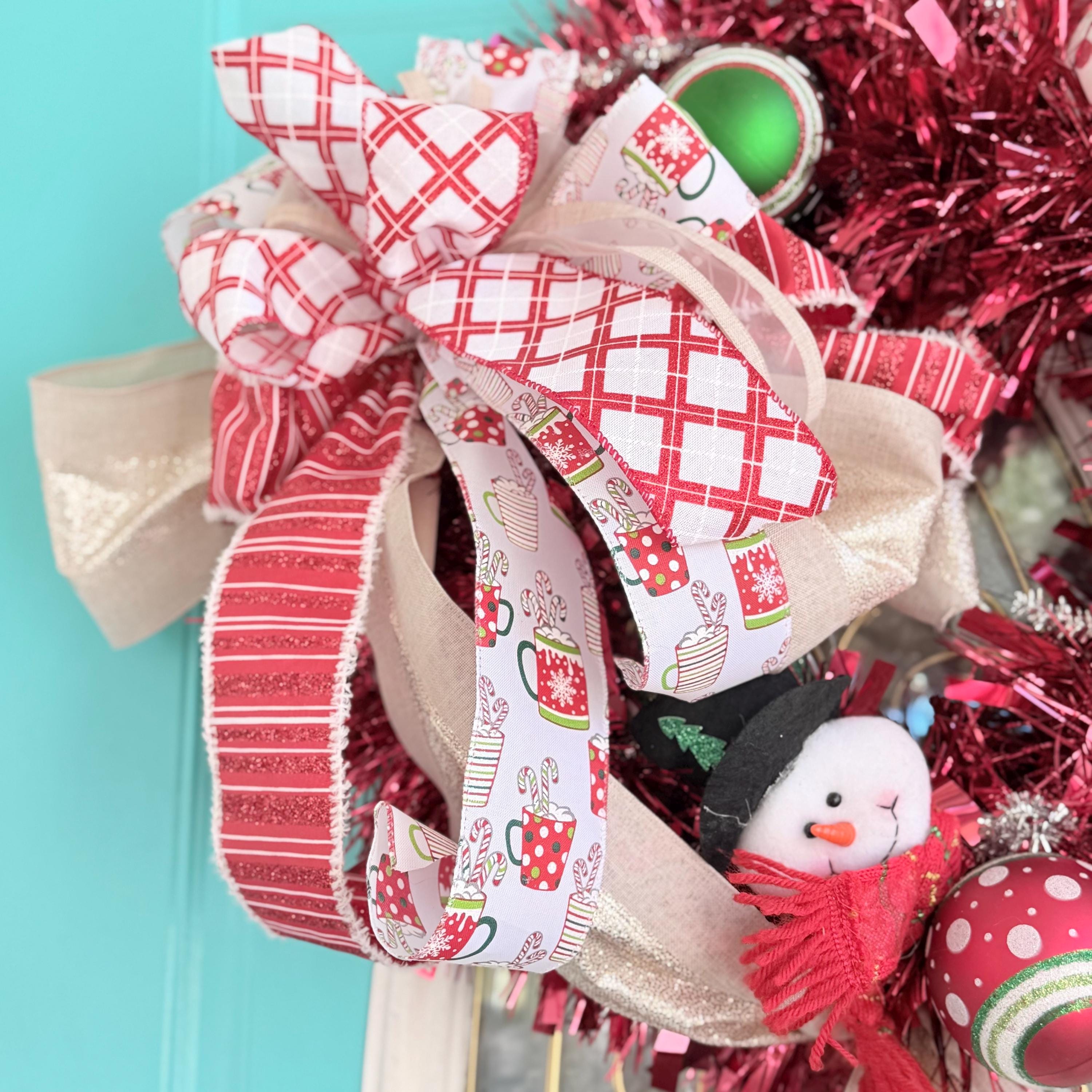 Red and White Christmas Bow, Candy Cane Plaid, Holiday Decor - Etsy