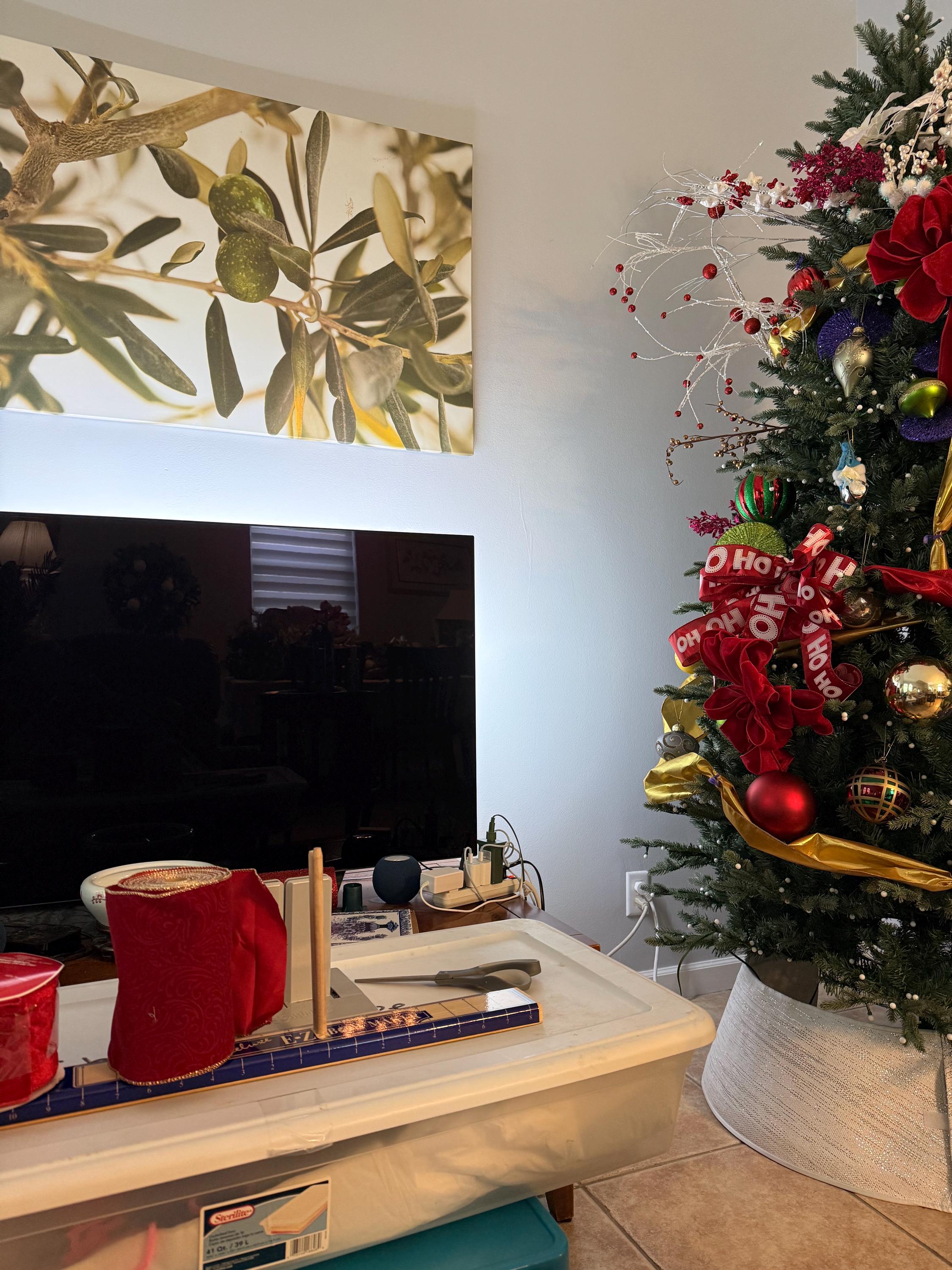 Gigante Fiocco Natalizio Per Albero Con Pois Rossi E Verdi - Decorazione Fai Da Te In Stoffa 132x33 Cm Per Addobbi Di Natale, Regali, Porta, Interno/esterno
