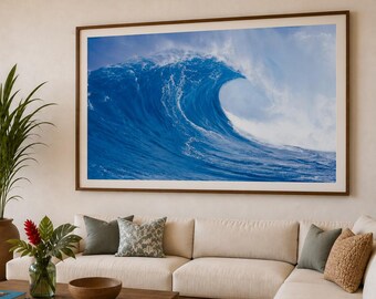 Jaws Wave Vintage Surf Print Surfing Decor, Dan Merkel Photo, Hawaii, Surfers, Beach Decor, Surfer Wall Art Poster Photograph Waves