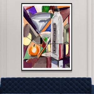 THE DIRTY MARTINI - Original en casa cóctel artista pintura impresión arte abstracto lienzo papel impresión cartel pintura pared regalo de inauguración de la casa