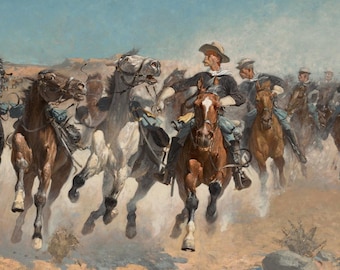 Desmontaron a los soldados del cuarto ejército moviendo los caballos liderados por Frederic Remington Impresión en papel sobre lienzo Arte de pared Decoración Pintura para el hogar Reproducción Arte