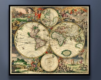 ジョン・スピード作 1626年頃のヴィンテージ世界地図 | アンティーク