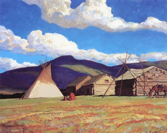 Hogar de la mestiza por Maynard Dixon Reproducción Impresión, America West Landscape Country Western Wall Art, Cartel de artista estadounidense