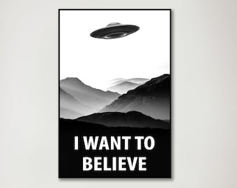 UFO Poster, Großes UFO Wandkunst, Große Gerahmte Kunst, Wohndekor, Trippy Wandkunst, Ufo Raumschiff Kunstwerk, Wohnzimmer Dekor, Großes Kunstdruck