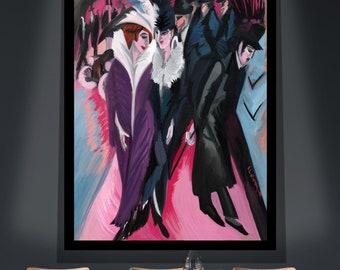 Street, Berlin 1913 by Ernst Ludwig Kirchner Classic Fine Art Colorful Canvas Paper Print Wall Art Office Decor Home Decoration Gift Home