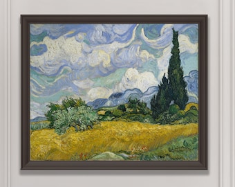 Vincent Van Gogh WHEATFIELD con CYPRESSE Serie Pittura Stampa Riproduzione Paesaggio Wall Art Stampa Poster Van Gogh Wheat Field Series