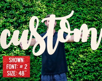 Large Name Sign Unpainted Wood Calligraphy Laser Cut Nursery Sign Crib Sign New Baby Name Wedding Name Wooden Wall Art Custom Personalized