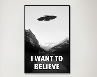 UFO Poster, Großes UFO Wandkunst, Große Gerahmte Kunst, Wohndekor, Trippy Wandkunst, Ufo Raumschiff Kunstwerk, Wohnzimmer Dekor, Großes Kunstdruck