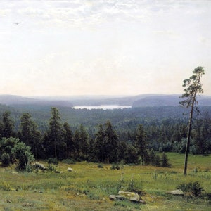 Póster de la famosa pintura de Ivan Shishkin, "La distancia del bosque", 1884, impresión de retrato, pintura vintage, arte de pared, decoración del hogar, arte de pared vintage