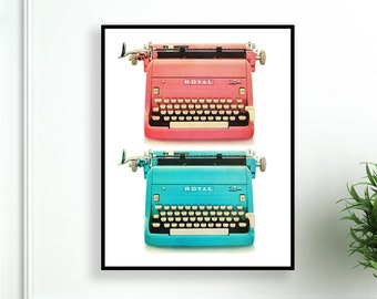 Vintage Royal Typewriter Print, Modern poster, Colorful Poster, Minimalist Poster, Minimalist Print, Wall Art, Typewriter Art, Modern Print