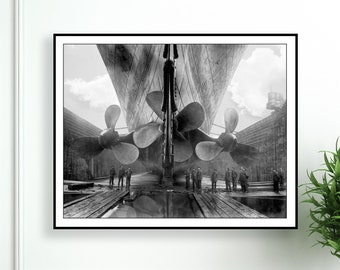 IN VENDITA! Titanic Foto industriale Poster Steampunk Foto RMS vecchio Titanic Elica Nero & Bianco Nave a vapore Vintage Titanic stampa artistica