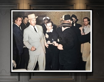 Ruby Shoots Oswald photo Colorized print poster Old Poster Retouched Jack Leon Ruby Oswald Shot photograph art wall decor Surf To Summit