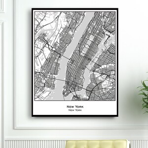 Minimalist New York NYC Map Print Poster Canvas Map Print Gallery Wall Art Housewarming Gift for Birthday Wedding Anniversary Map Americana