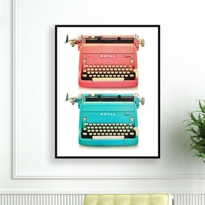 Vintage Royal Typewriter Print, Modern poster, Colorful Poster, Minimalist Poster, Minimalist Print, Wall Art, Typewriter Art, Modern Print