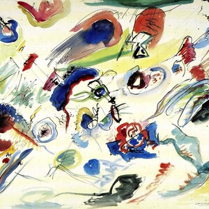 Primera acuarela abstracta por Wassily Kandinsky Classic Fine Art Lienzo colorido o papel Impresión de pared Arte de oficina Decoración del hogar Regalo de decoración del hogar
