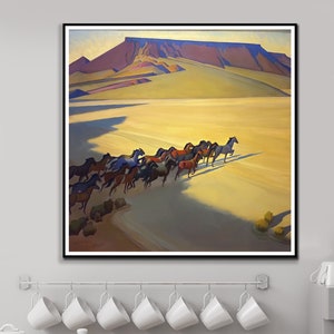 WILD HORSES of Nevada by Maynard Dixon, Southwest Art Western Art, Cowboy Artistry, Country Western Wall Art, American Artist Poster Prints