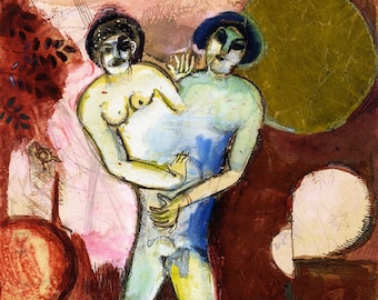 Marc Chagall - Adam and Eve Painting Print Reproduction Wall Art Canvas Art Paper Poster Painting Art Poster painting Canvas Reproduction