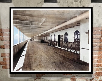 Titanic Prominade Foto RESTAURATA A COLORI arte murale industriale Steampunk Foto vecchio Titanic Propeller Poster Ship Steamship Titanic print