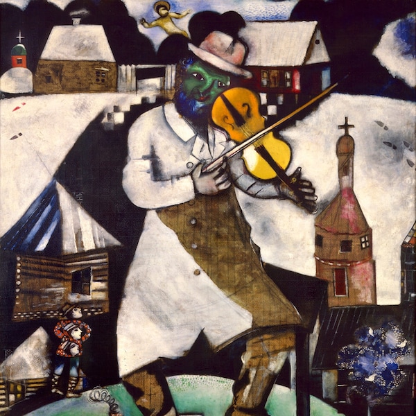 Marc Chagall - 1913 The Fiddler Painting Print Reproduction Wall Art Canvas Paper Print Art Poster Painting Art Poster painting Canvas