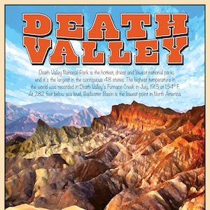 DEATH VALLEY National Park Vintage Poster Print, CALIFORNIA National Park Service Poster, Furnace Creek Desert National Park Wall Art