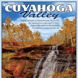 CUYAHOGA VALLEY National Park Vintage Poster Print, OHIO National Park Service Poster, Brandywine Falls, Ohio National Park Wall Art