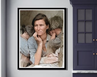 1936 Migrant Mother of the Great Depression Colorized, Historic Iconic Images, Migrant Workers of California, Wall Art, Home Decor, Gift Art