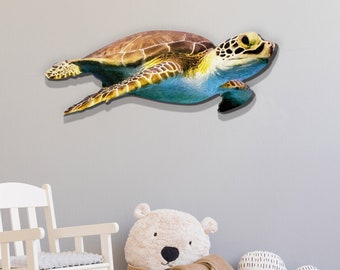 Wood Turtle Wall Art Wood Cut out Kids Room Decor Wall Garage Decor Painting Print Beach House Art Nautical Art Decor Sea Turtle Art Ocean