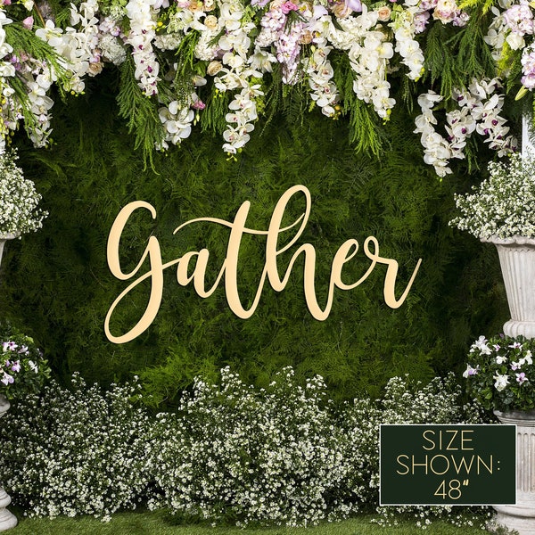 Gather sign, Gather Wood Sign, Gather Wall Decor, Thanksgiving Decor, Gather Word Sign, Wood Cut Out Gather Sign, Family & Dining room decor